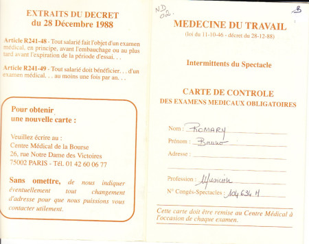 Profession musicien.